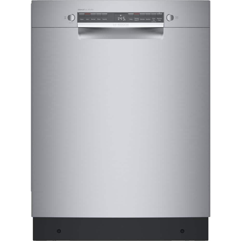 Bosch 300 Series 24 in. ADA Compliant Smart Front Control Dishwasher in Stainless Steel with Stainless Steel Tub, 46dBA, Silver