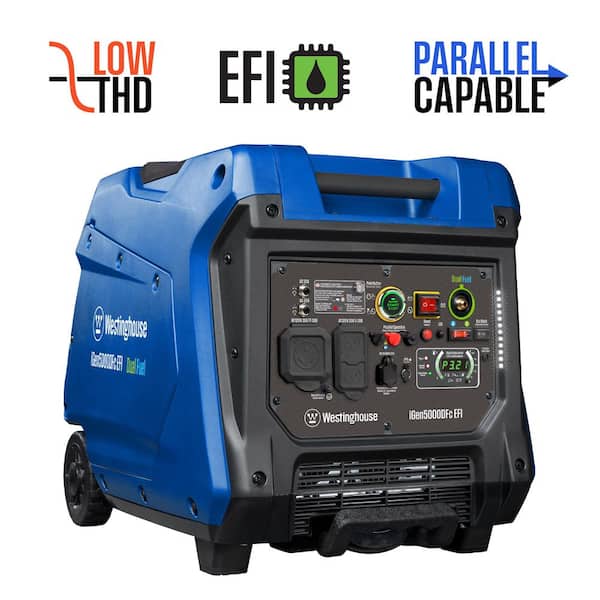 5,000-Watt Dual Fuel Gas and Propane Powered Portable Inverter EFI Generator with Remote Electric Start, LED Data Center