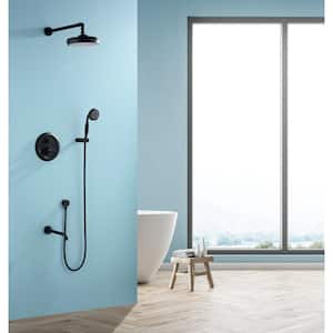 3-Spray Wall Bar Shower Kit with Shower Faucet and Hand Shower in Matte Black
