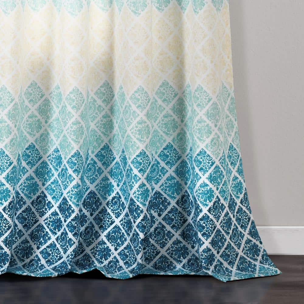 Blue Ombre Polyester Room-Darkening Grommet Curtain Panels