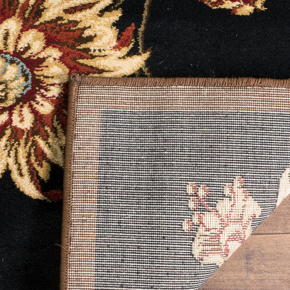 Elegant Floral Symphony 5' x 7' Black Hand-Knotted Area Rug