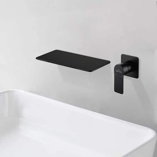 Single Handle Wall Mounted Bathroom Faucet in Matte Black