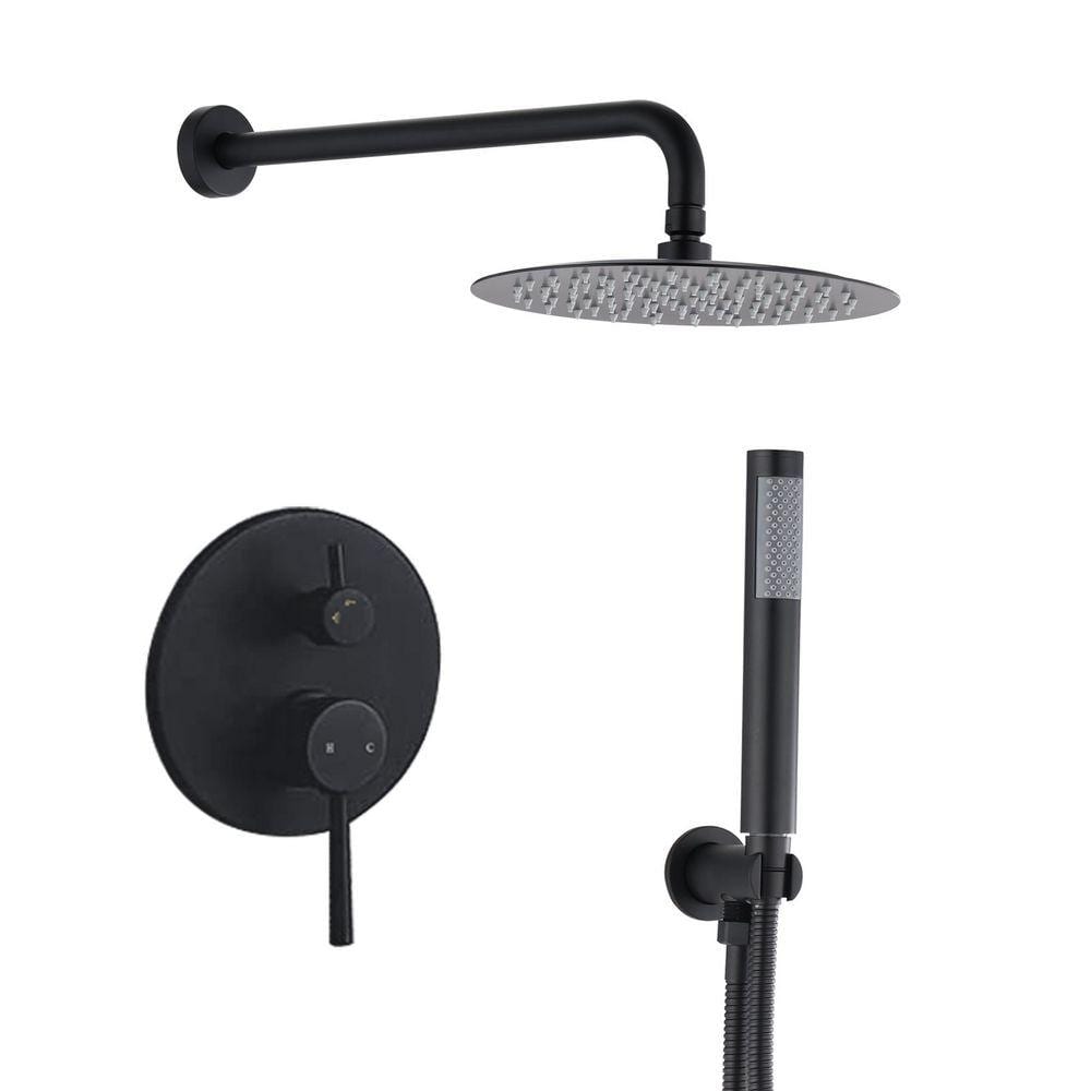 Pdpbath 1-Spray Dual Wall Mounted Shower Head and Handheld Shower Head ...