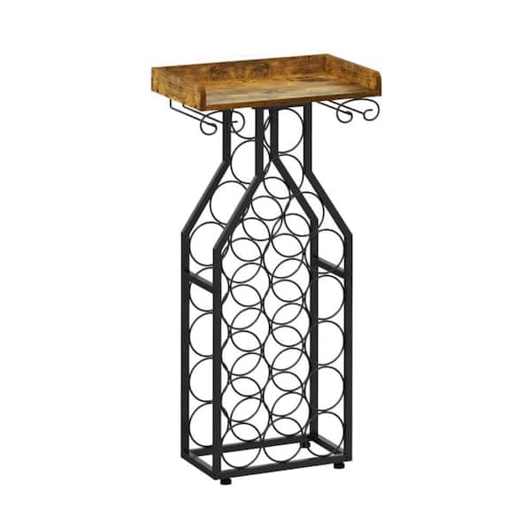 33.2 in. x 16.3 in. Wine 19-Bottle Black Metal Rack with Tabletop for Home Bars and Displaying Wine Bottle (1-Pack)