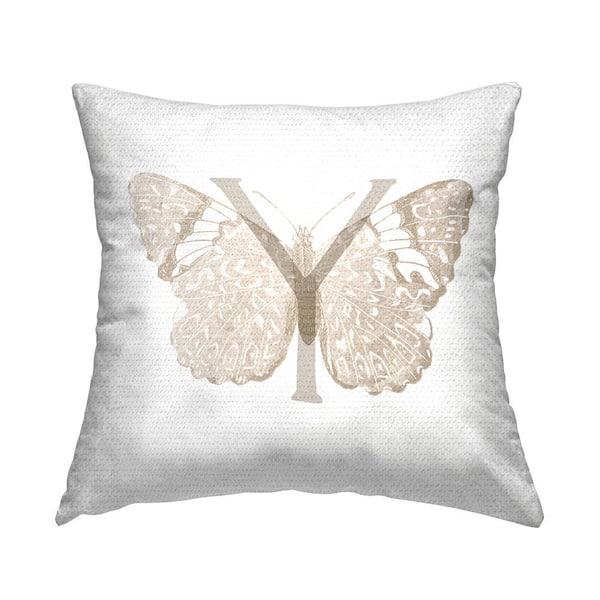 Stupell Industries Butterfly Letter Y Square Outdoor Throw Pillow