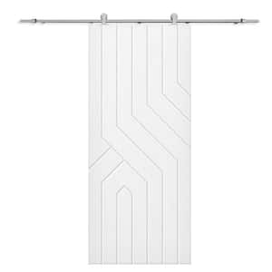 42 in. x 84 in. White Stained Composite MDF Paneled Interior Sliding Barn Door with Hardware Kit