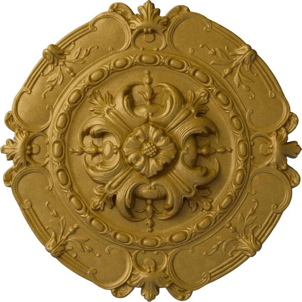 Ekena Millwork 2-3/8 in. x 16-1/2 in. x 16-1/2 in. Polyurethane Southampton Ceiling Medallion, Pharaohs Gold