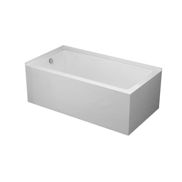 A&E Sunna-L 60 in. x 32 in. Soaking Bathtub with End Drain in White/Gloss