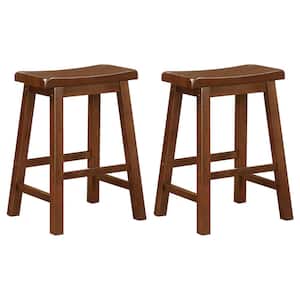 Wooden 24 in. Counter Stools Chestnut (Set of 2)