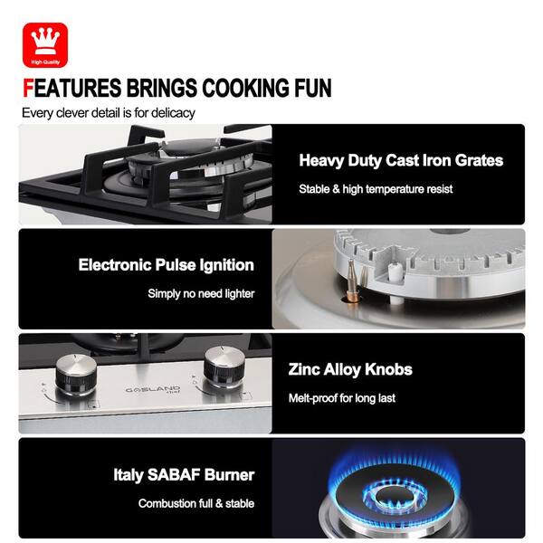 Large Appliances Hobs NG/LPG Convertible Black Tempered Glass Gas