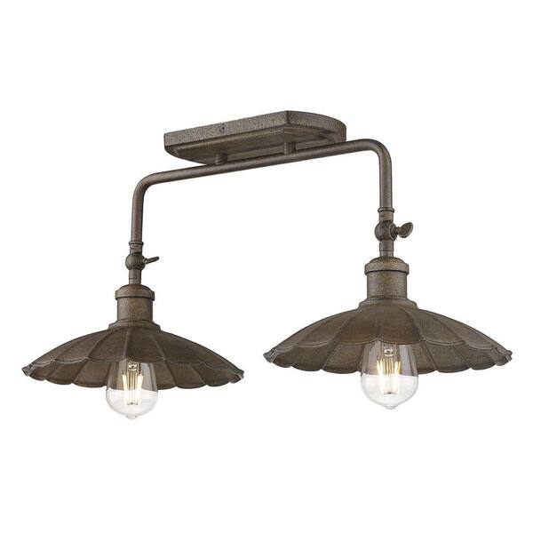 Golden Lighting - Clemence 22.75 in. 2-Light Dark Rust Vanity Light