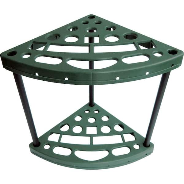 Green 2-Tier Corner Plastic Garage Storage Shelving Unit (16 in. W x 22 in. H x 24 in. D)