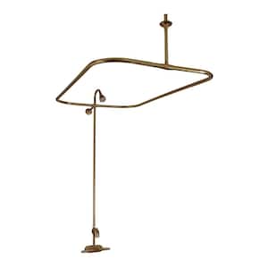 Plastic Lever 2-Handle Claw Foot Tub Faucet Riser Showerhead 54 in. Rectangular Shower Unit in Polished Brass