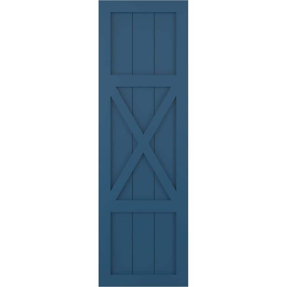 12 in. x 73 in. True Fit PVC Center X-Board Farmhouse Fixed Mount Board and Batten Shutters Pair in Sojourn Blue price history on PriceWatchPro