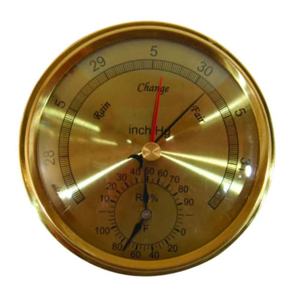 General Tools Analog Barometer With Temperature and Humidity, 5 in. Dial, Brass Face-DISCONTINUED