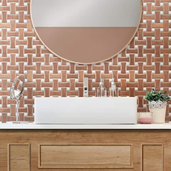 Sentier des Cotto Dog Bone Bsktwv with White Dot 10 in. x 10 in. Porcelain Floor and Wall Mosaic Tile (7.1 sq. ft./Case)