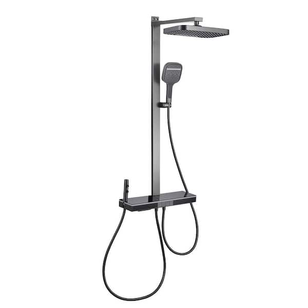 Tomfaucet 4-Spray Tub and Shower Faucet with Multifunction Hand Shower and Spray Gun in Gun Gray