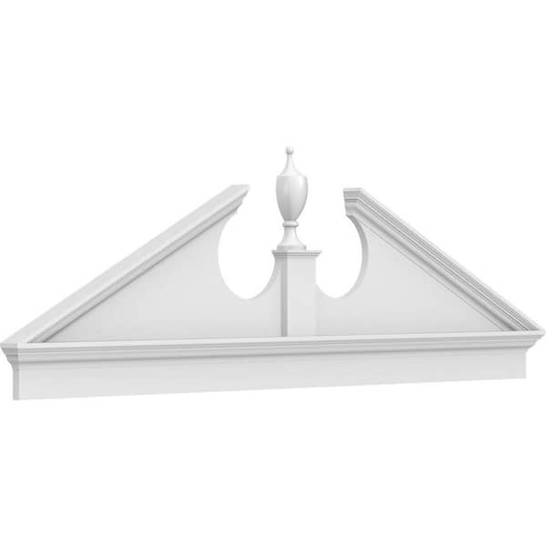 Ekena Millwork 84 in. W x 27-7/8 in. H x 2-3/4 in. P Pitch 6/12 Acorn Signature Urethane Combination Pediment Acorn Ships Unattached in