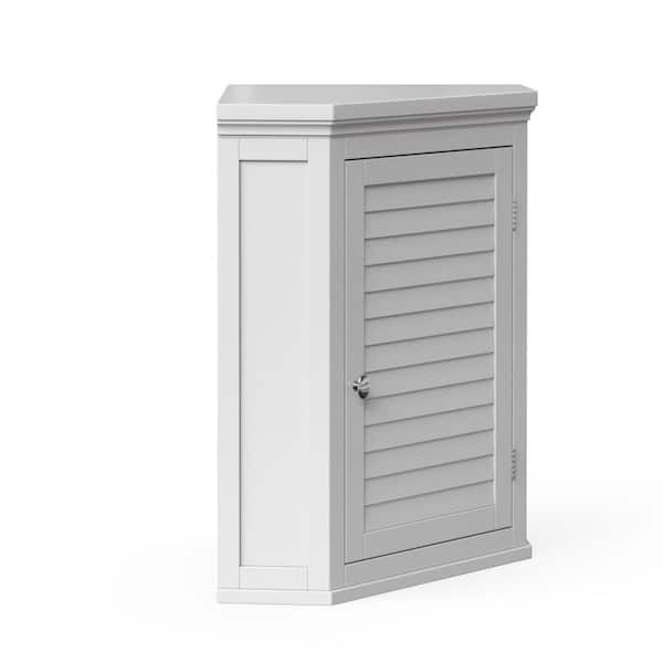Glancy 22.5 in W. x 24 in. H Bathroom Storage White Removable Corner Wall Cabinet