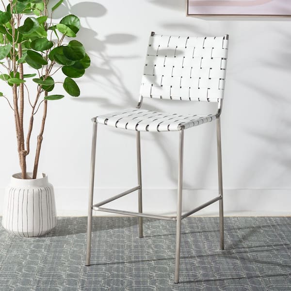 SAFAVIEH Bahari White/Silver Woven Bar Stool