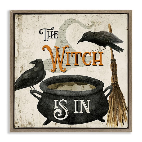 Stupell Industries Vintage Witch is in by Deane Beesley 1 Piece Floater Frame Graphic Print Animal Poster Art Print 25 in. x 25 in.