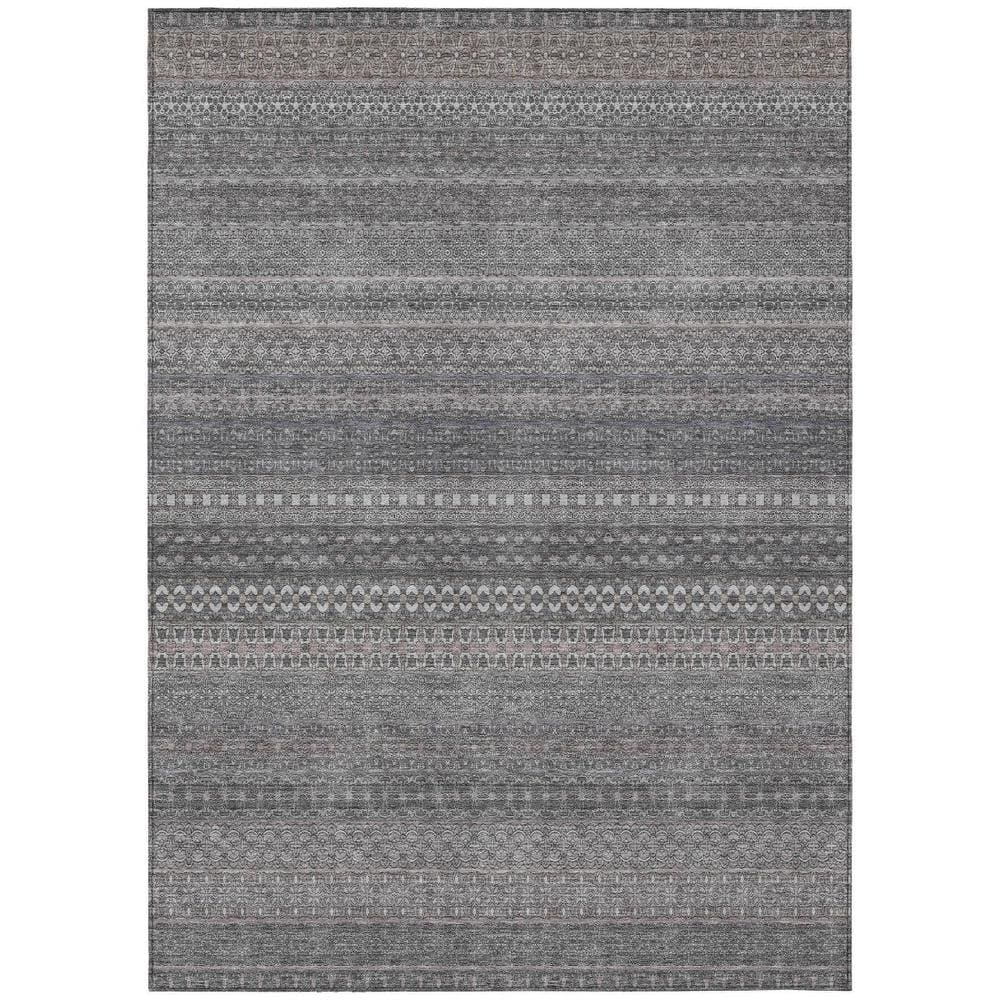 Gray 3 ft. x 5 ft. Woven Striped Polyester Rectangle Indoor/Outdoor Area Rug price history on PriceWatchPro