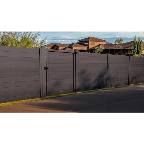 Composite Modern Horizontal Privacy Full Size Fence (6 ft. H x 6 ft. W) Slate Grey