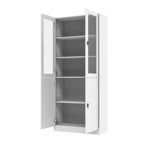 White Wood Storage Cabinet Buffet and Hutch Combination Cabinet With Shelves (160 Cabinet)