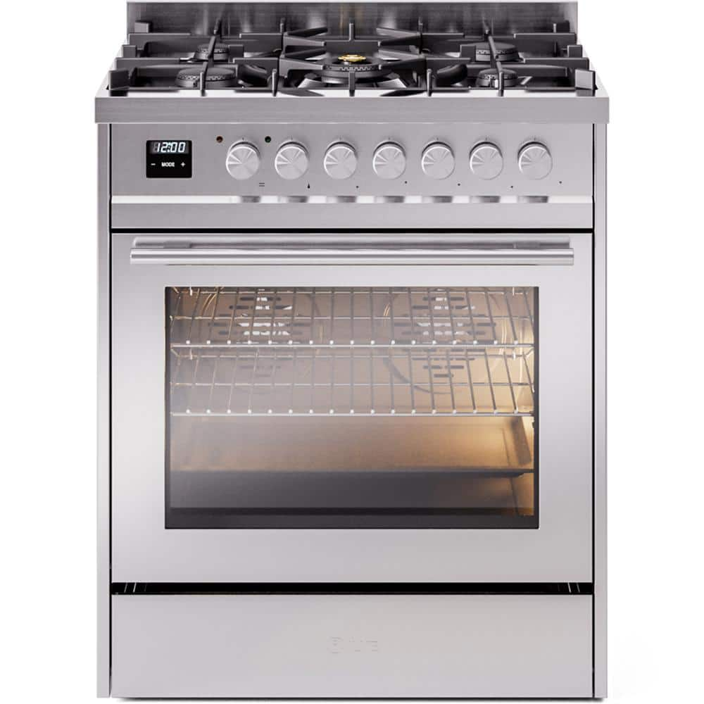 Professional Plus II 30 in. 5 Burner Freestanding Dual Fuel Range in Stainless Steel -  ILVE, UP30WMPSS