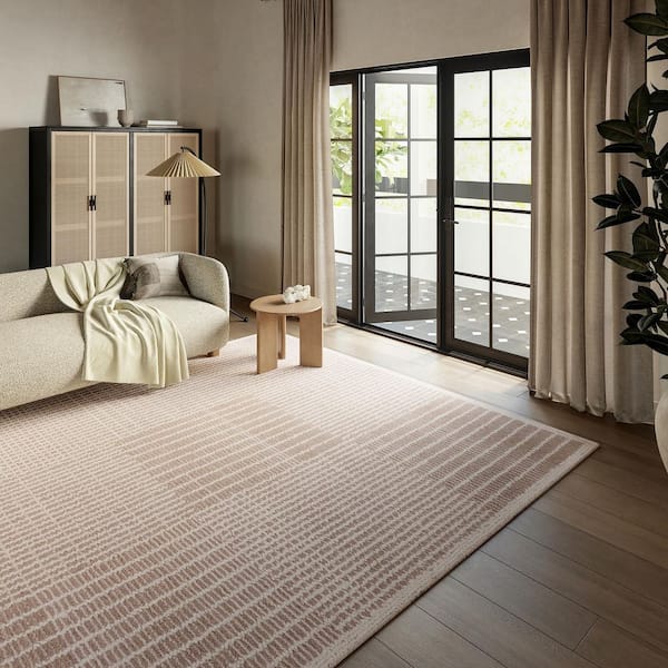Frenshe Interiors Montceito Tiled Wool Light Purple 9 ft. x 12 ft. Indoor/Outdoor Patio Area Rug