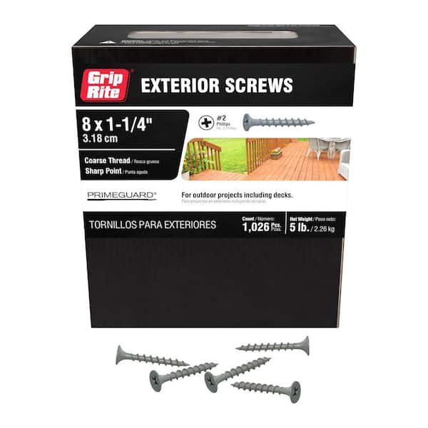 #8 x 1-1/4 in. #2 Phillips Bugle Head Coarse Thread Coated Exterior Screws 5 lb. Box