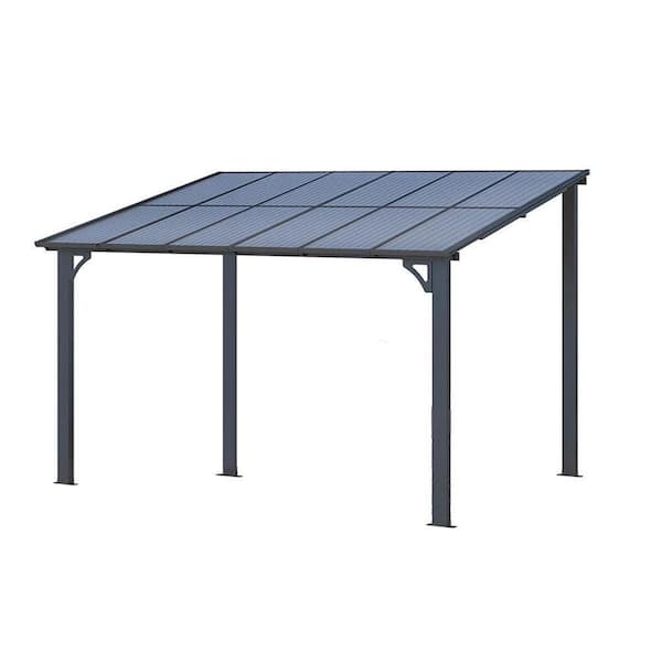 8 ft. x 12 ft. Black Rectangle Gazebo with Hardtop Aluminum Roof