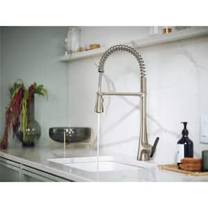 Sinema Single-Handle Pull-Down Sprayer Kitchen Faucet with Power Clean and Spring Spout in Spot Resist Stainless