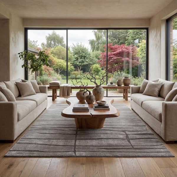 Marcelline Modern Abstract Area Brown 8 ft. x 11 ft. Indoor Area Rug