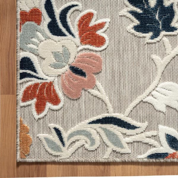 Blue, Gray 5 ft. x 7 ft. Woven Polypropylene Rectangle Indoor/Outdoor Area Rug