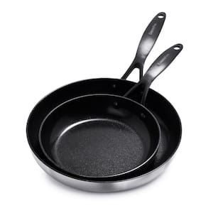 Venice Pro Noir Tri-Ply Stainless Steel Healthy Ceramic Nonstick 2 Piece 8 in. and 10 in. Frying Pan Skillet Set