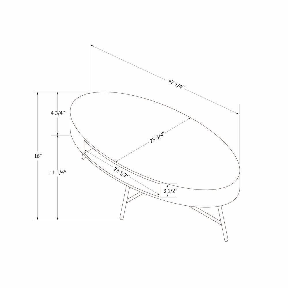 Pale Oak Oval Coffee Table with Metal Legs