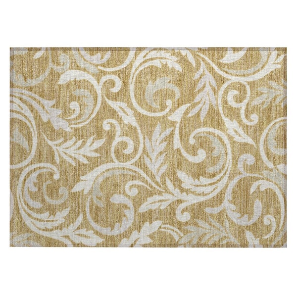 Chantille Machine Washable Indoor/Outdoor Abstract ACN3102 Gold 2 ft. x 3 ft. Accent Rug