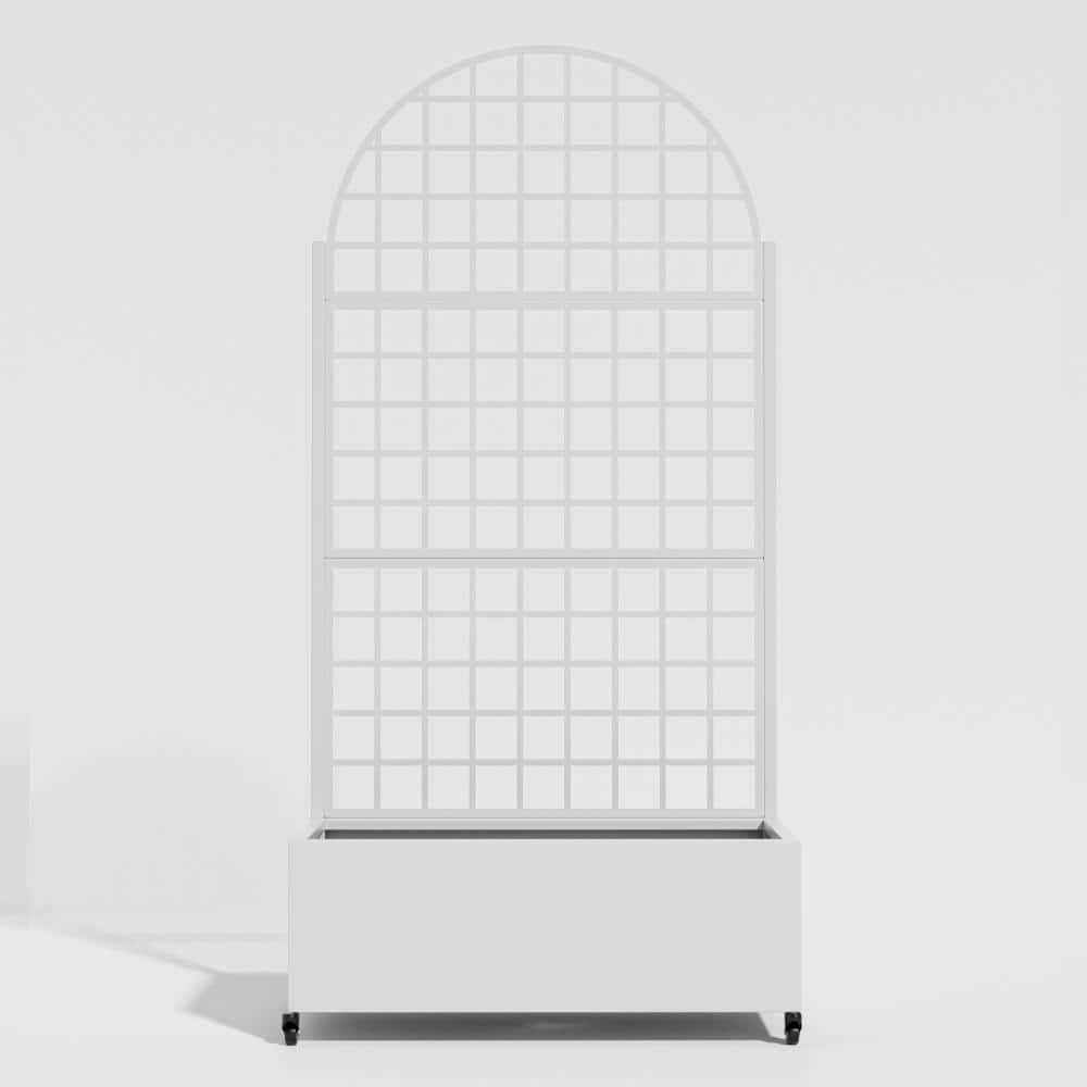 "73"" H x 35"" W White Metal Trellis Privacy Screen, Rectangle Pots and Planter Raised Box with Arched Trellis" price history on PriceWatchPro