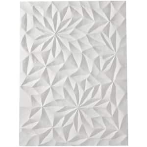 24 in. x  32 in. Wooden White Carved Geometric Wall Decor