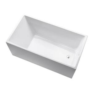 Vannes 55 in. Acrylic Flatbottom Freestanding Bathtub in White/Brushed Nickel