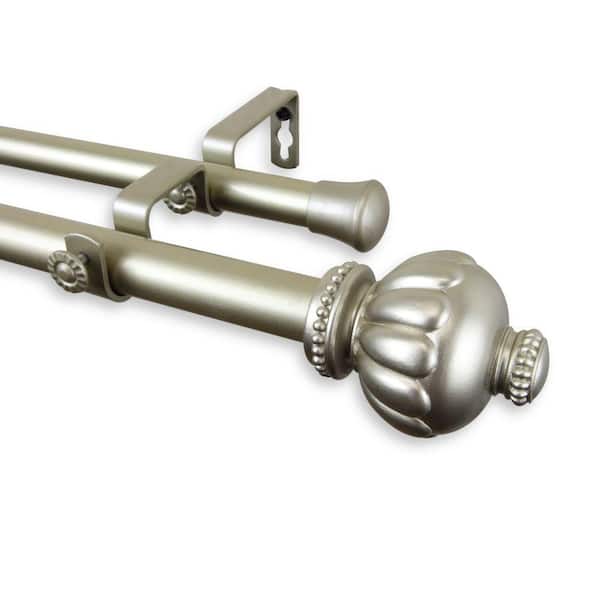 Rod Desyne 66 in. - 120 in. Telescoping 1 in. Double Curtain Rod Kit in Light Gold with Selma Finial