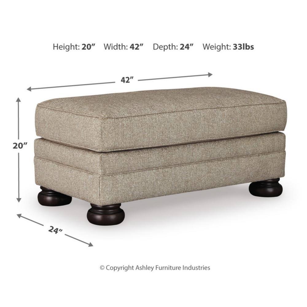 Chenille Oatmeal Plush Ottoman 42"W x 24"D - Earthy Elegance