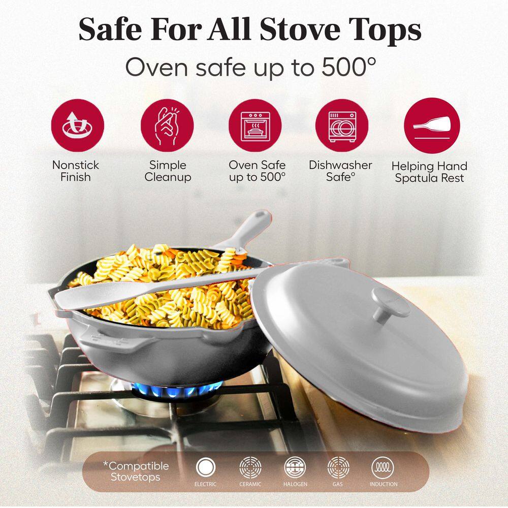 Gray Aluminum Nonstick Multi-Purpose Pan Set with Lid and Accessories