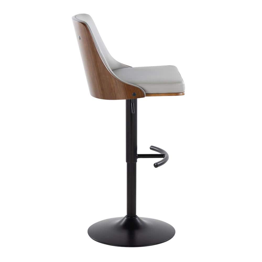 Gianna Light Grey Adjustable Swivel Bar Stools with Walnut Wood