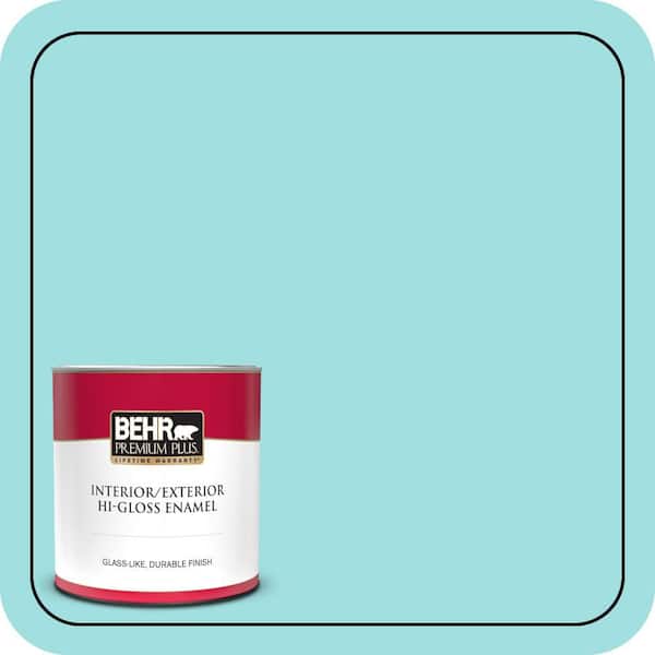 BEHR PREMIUM PLUS 1 qt. #CE-02 Mermaid Tears Hi-Gloss Enamel Interior/Exterior Paint & Primer