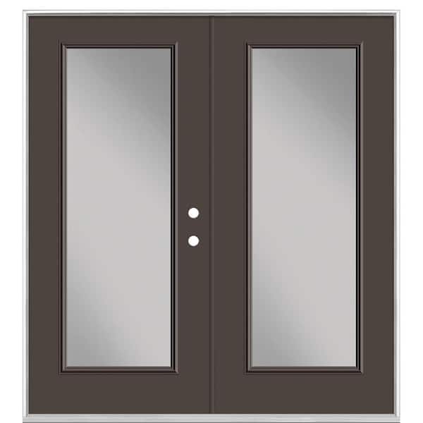 Masonite 72 in. x 80 in. Willow Wood Steel Prehung Left-Hand Inswing Full Lite Clear Glass Patio Door without Brickmold