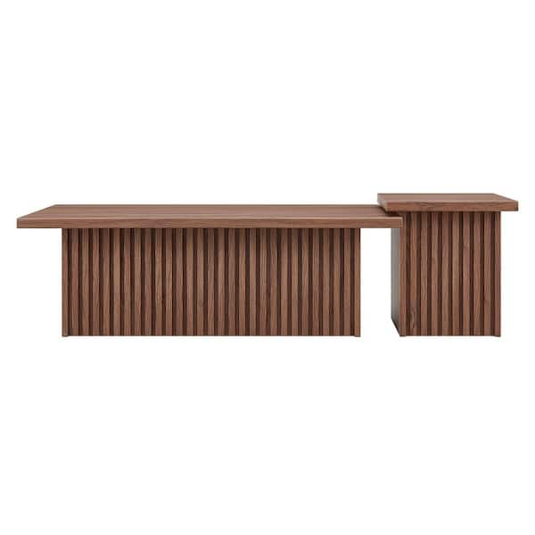 MODWAY Render 19.7 in. Walnut Rectangle MDF Coffee Table EEI-6970