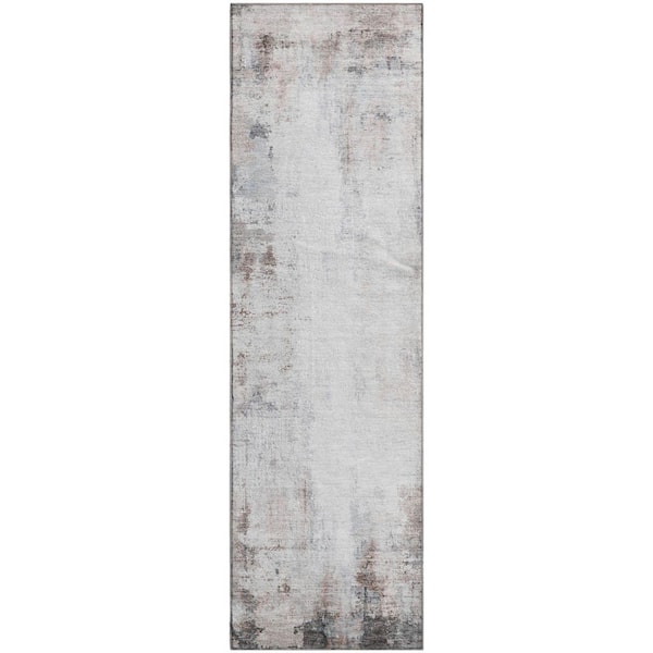 Mayfield Premium Machine Washable Abstract AMF2171 Taupe 2 ft. x 7 ft. Runner Rug