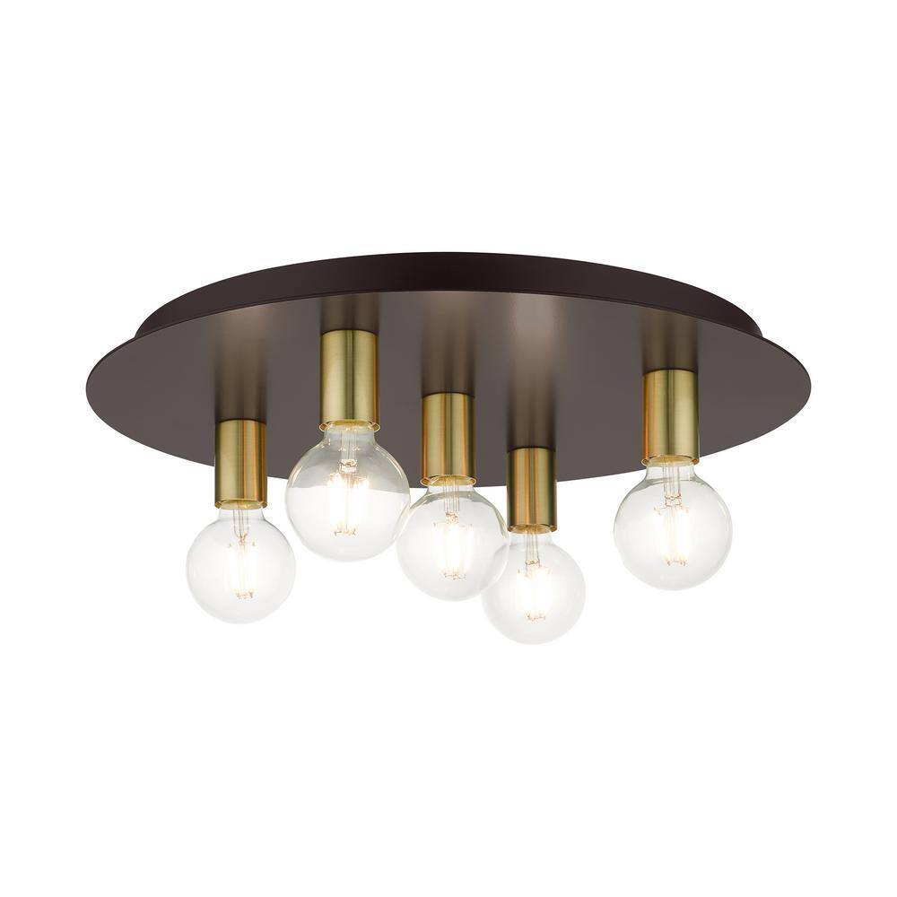 Bronze 5-Light Indoor/Outdoor Flush Mount Ceiling Fixture